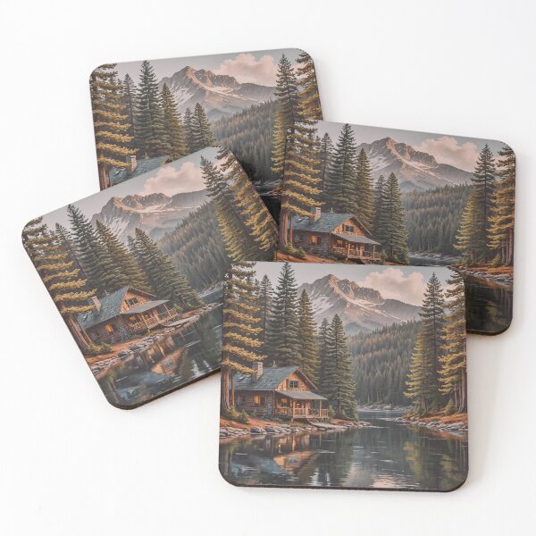 Item preview, Cozy Cabin by the River in Mountain Forest designed and sold by BeautifulVirtues.