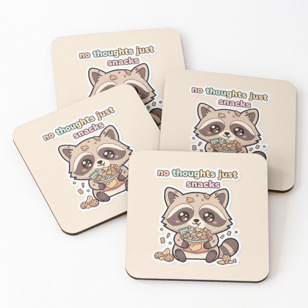 Item preview, No Thoughts Just Snacks Kawaii Raccoon – Cute Chaotic Aesthetic Design designed and sold by DesignNovaCo.