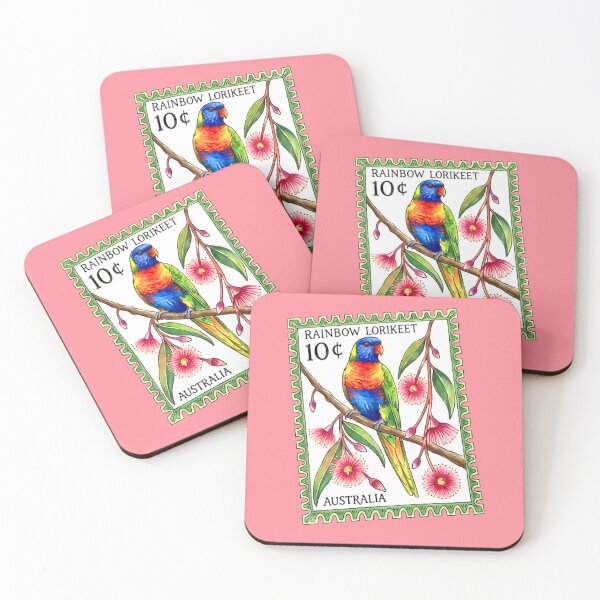 Item preview, Rainbow Lorikeet Postage Stamp Illustration designed and sold by Corinne Alexa Jackson.