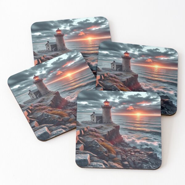 Item preview, Coastal Lighthouse at Sunset – Serene Ocean View designed and sold by BeautifulVirtues.
