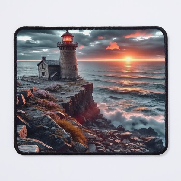 Item preview, Coastal Lighthouse at Sunset – Serene Ocean View designed and sold by BeautifulVirtues.
