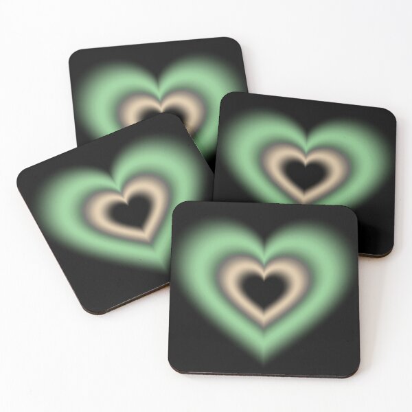 Item preview, Green and vanilla blurry hearts designed and sold by serenebookworm.