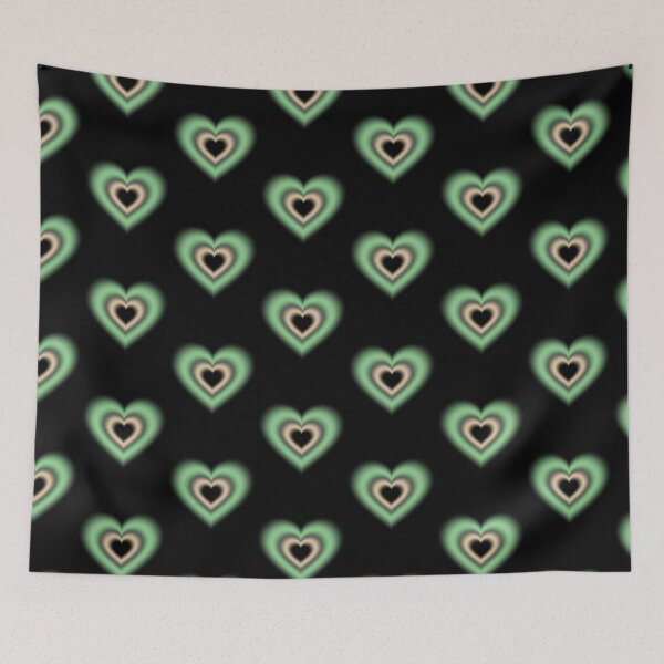 Item preview, Green and vanilla blurry hearts designed and sold by serenebookworm.