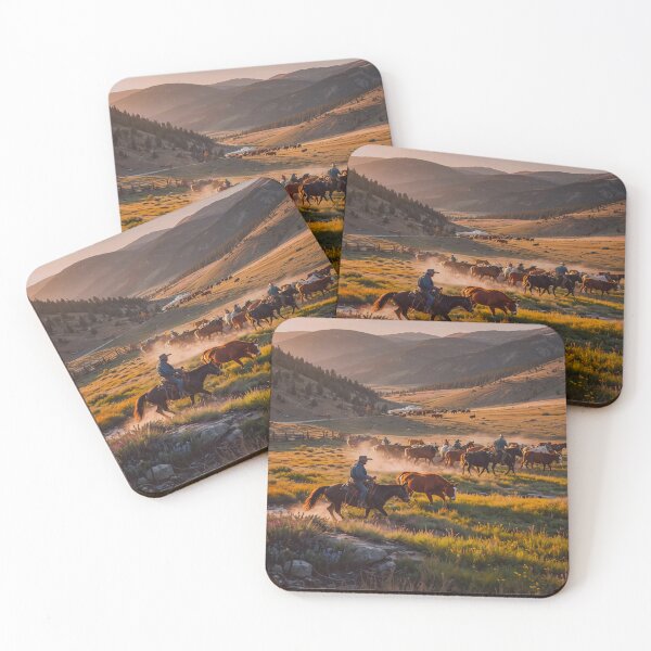 Item preview, Golden Hour Cattle Drive in the Western Valley designed and sold by BeautifulVirtues.
