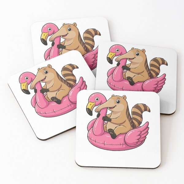 Item preview, Cute Anteater on Pink Flamingo Pool Float designed and sold by k3rstman1.