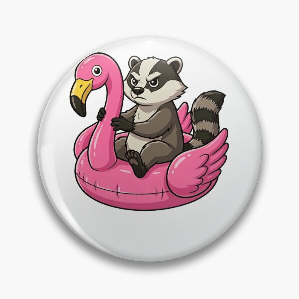 Artikelvorschau, Grumpy Badger in Pink Flamingo Pool Float entworfen und verkauft von k3rstman1.