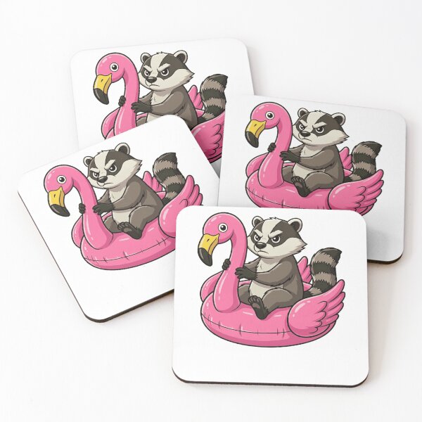 Item preview, Grumpy Badger in Pink Flamingo Pool Float designed and sold by k3rstman1.