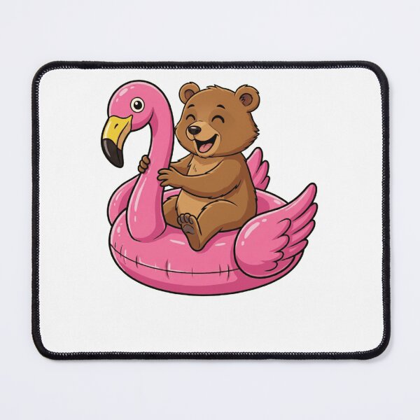 Item preview, Happy Bear Cub on Pink Flamingo Pool Float designed and sold by k3rstman1.