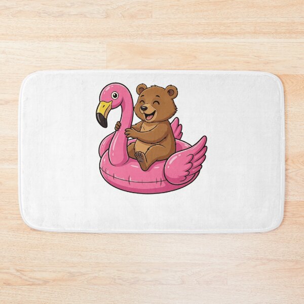 Item preview, Happy Bear Cub on Pink Flamingo Pool Float designed and sold by k3rstman1.