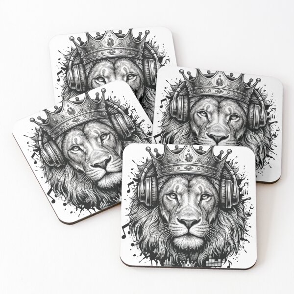 Aperçu de l'œuvre Lion King of Beats avec casque créée et vendue par Hoffmann-Shop.