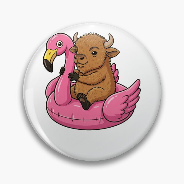 Item preview, Cute Baby Bison in Pink Flamingo Pool Float designed and sold by k3rstman1.