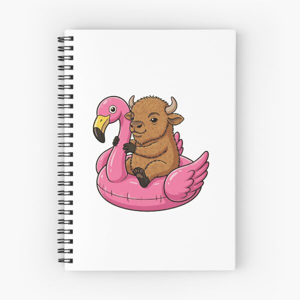 Item preview, Cute Baby Bison in Pink Flamingo Pool Float designed and sold by k3rstman1.