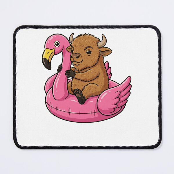 Item preview, Cute Baby Bison in Pink Flamingo Pool Float designed and sold by k3rstman1.