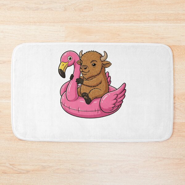 Item preview, Cute Baby Bison in Pink Flamingo Pool Float designed and sold by k3rstman1.