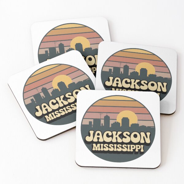 Item preview, Jackson Mississippi: Retro Sunset Skyline Badge designed and sold by CircinusStore.