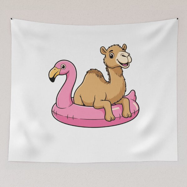 Item preview, Funny Camel Relaxing in Pink Flamingo Float designed and sold by k3rstman1.