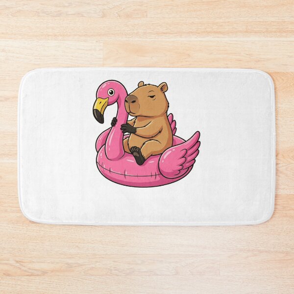 Item preview, Chill Capybara Relaxing on Pink Flamingo Pool Float designed and sold by k3rstman1.