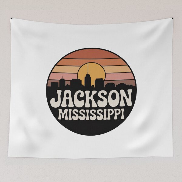 Item preview, Jackson Mississippi: Retro Striped Sunset Skyline designed and sold by CircinusStore.