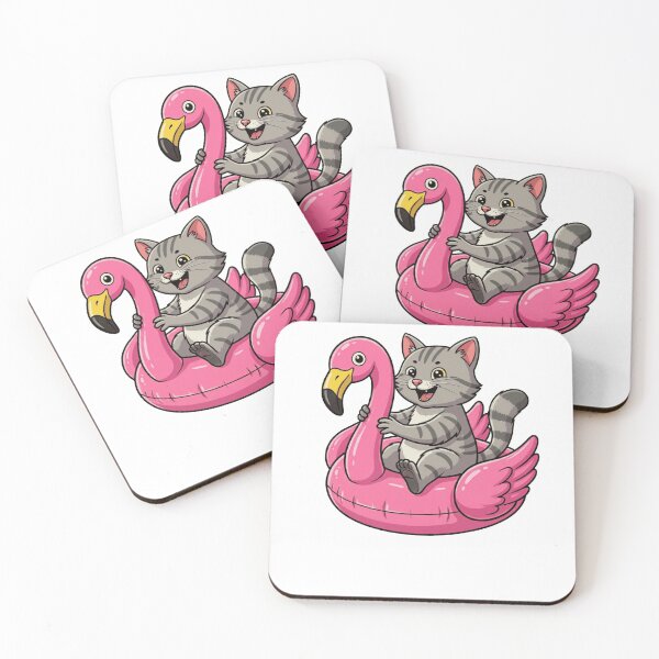 Item preview, Cute Cartoon Cat Riding Pink Flamingo Pool Float designed and sold by k3rstman1.