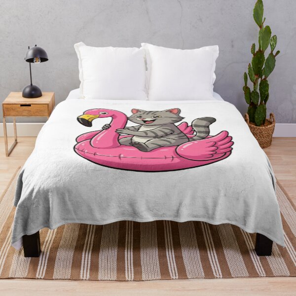 Item preview, Cute Cartoon Cat Riding Pink Flamingo Pool Float designed and sold by k3rstman1.