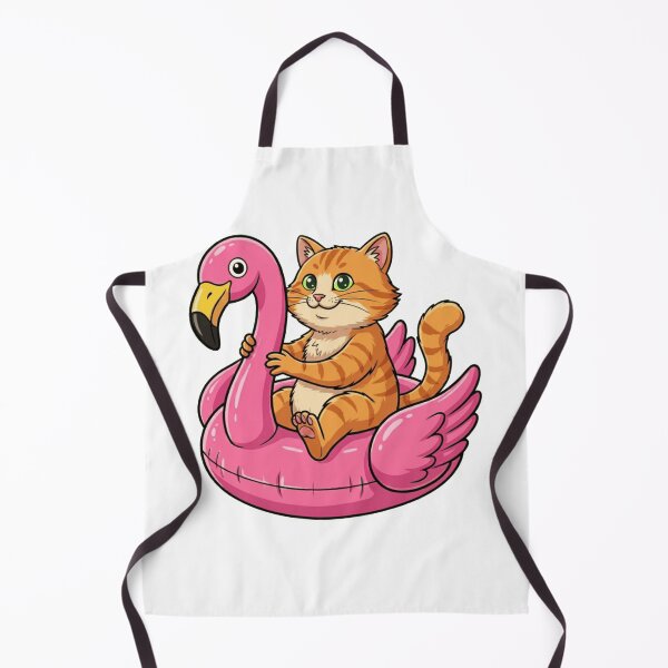 Item preview, Kawaii Ginger Cat in Pink Flamingo Float designed and sold by k3rstman1.