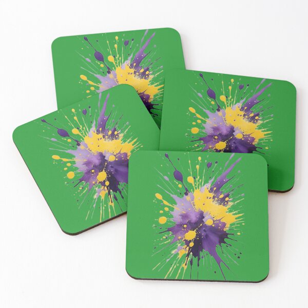 Item preview, Vibrant Purple and Yellow Abstract Paint Splatter designed and sold by AlxVel.