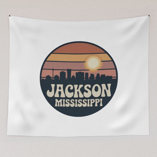 Item preview, Jackson Mississippi: Warm Sunset Skyline Badge designed and sold by CircinusStore.