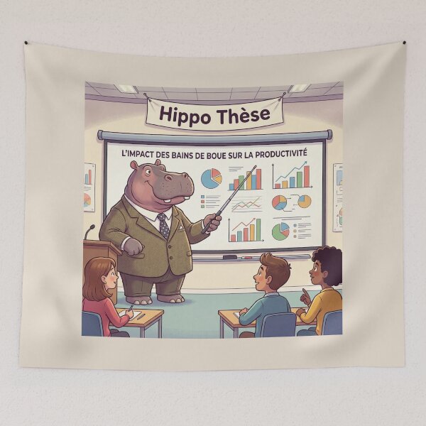 Item preview, Hippo Thesis – Hippopotamus Researcher Humor Thesis Defense designed and sold by WordPlayStudio.