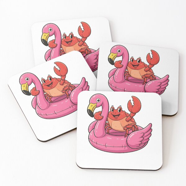 Artikelvorschau, Niedliche Cartoon-Krabbe auf rosa Flamingo-Pool-Schwimmhilfe entworfen und verkauft von k3rstman1.