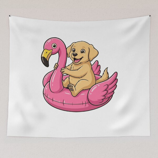 Item preview, Cute Golden Retriever Puppy on Flamingo Float designed and sold by k3rstman1.