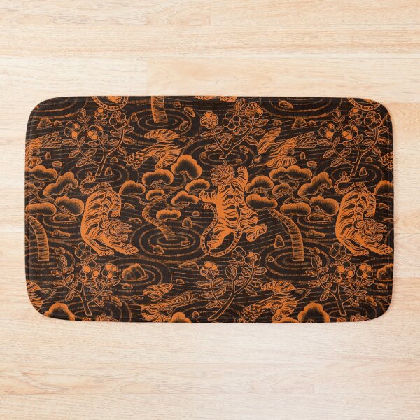 Item preview, Woodcut Tiger and Magpie in Autumn Zen Garden designed and sold by Z&C.