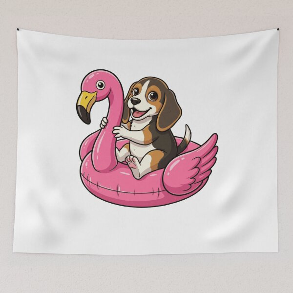 Item preview, Cute Beagle Puppy on Pink Flamingo Pool Float designed and sold by k3rstman1.