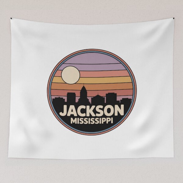 Item preview, Jackson Mississippi: Purple Sunset Skyline Badge designed and sold by CircinusStore.