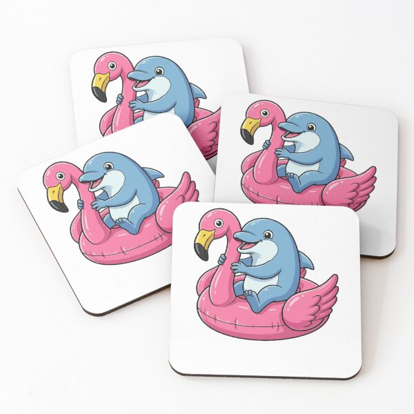 Item preview, Cute Dolphin on Pink Flamingo Pool Float designed and sold by k3rstman1.