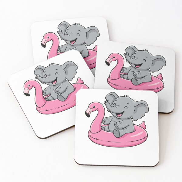 Item preview, Cute Baby Elephant on Pink Flamingo Float designed and sold by k3rstman1.