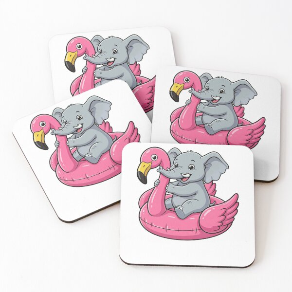 Item preview, Cute Baby Elephant in Pink Flamingo Float designed and sold by k3rstman1.