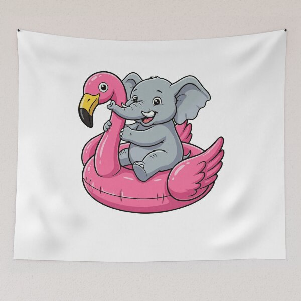 Item preview, Cute Baby Elephant in Pink Flamingo Float designed and sold by k3rstman1.