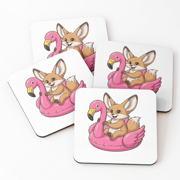 Item preview, Kawaii Fennec Fox Summer Flamingo Pool Float designed and sold by k3rstman1.