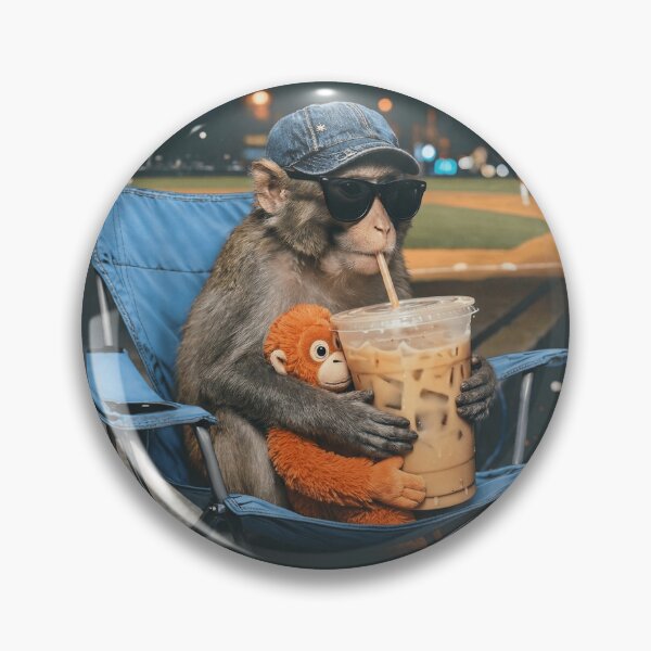 Item preview, Baby Monkey Punch Drinking Iced Coffee with Plushie Funny designed and sold by Bongocomic.