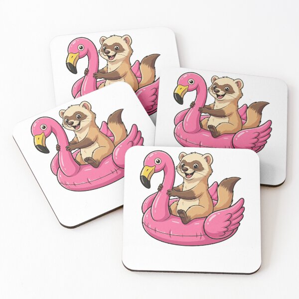 Item preview, Cute Ferret on Pink Flamingo Pool Float designed and sold by k3rstman1.