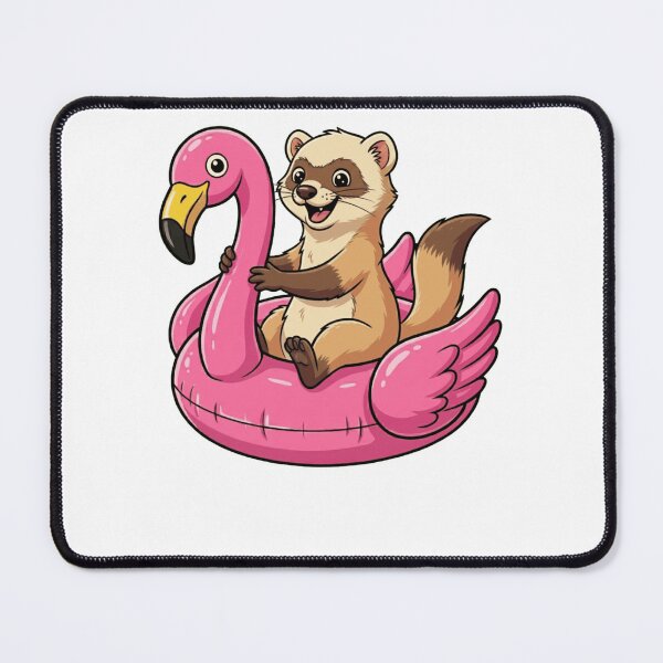 Item preview, Cute Ferret on Pink Flamingo Pool Float designed and sold by k3rstman1.