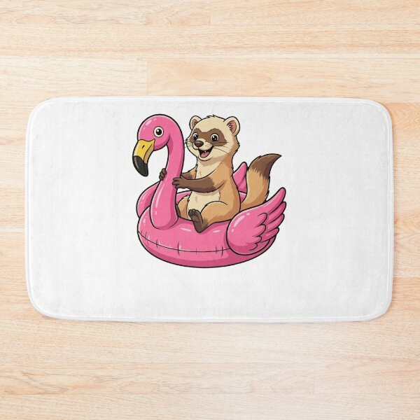 Item preview, Cute Ferret on Pink Flamingo Pool Float designed and sold by k3rstman1.