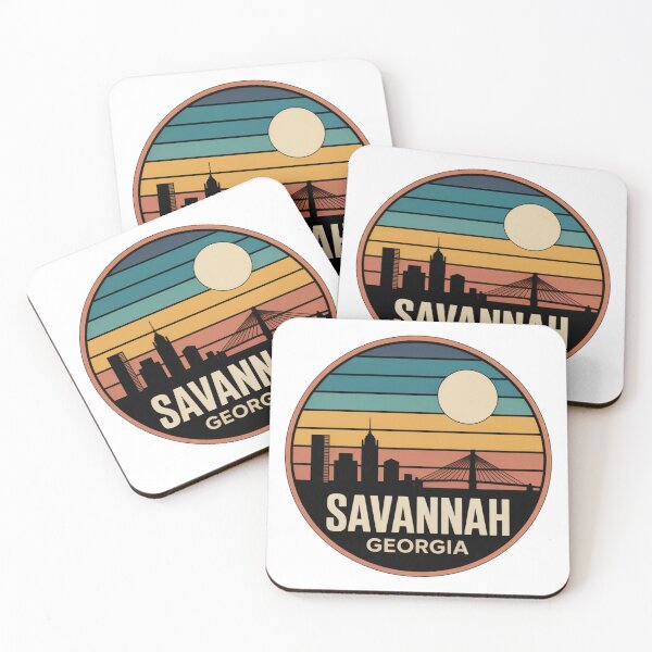 Item preview, Savannah Georgia: Blue Orange Sunset Skyline Badge designed and sold by CircinusStore.