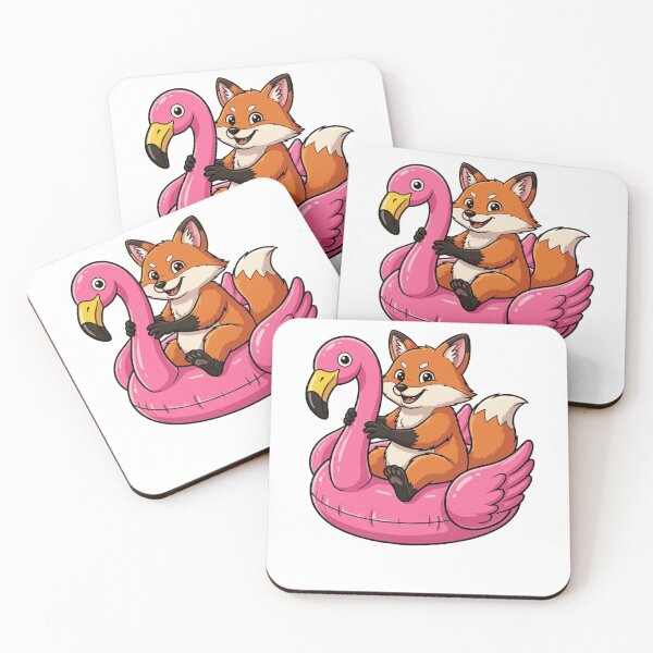 Item preview, Kawaii Summer Fox on Pink Flamingo Float designed and sold by k3rstman1.