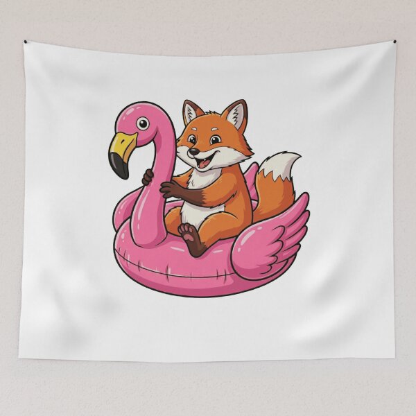 Item preview, Cute Fox in Pink Flamingo Pool Float designed and sold by k3rstman1.