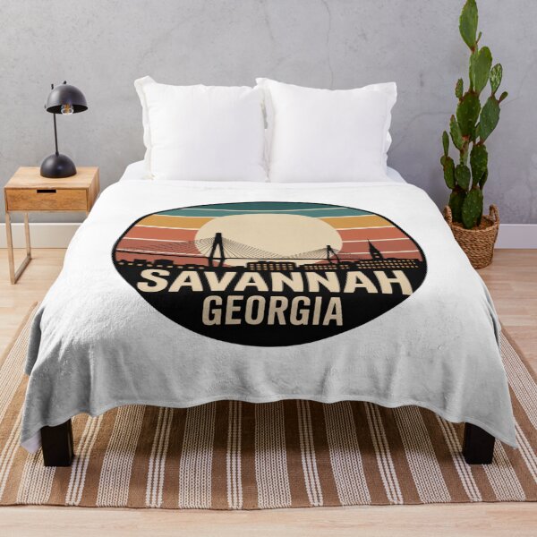 Item preview, Savannah Georgia: Teal Amber Sunset Skyline Badge designed and sold by CircinusStore.