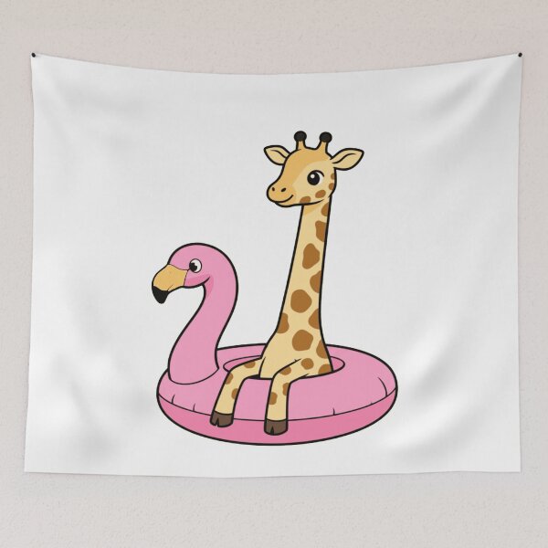 Item preview, Cute Giraffe on Pink Flamingo Pool Float designed and sold by k3rstman1.