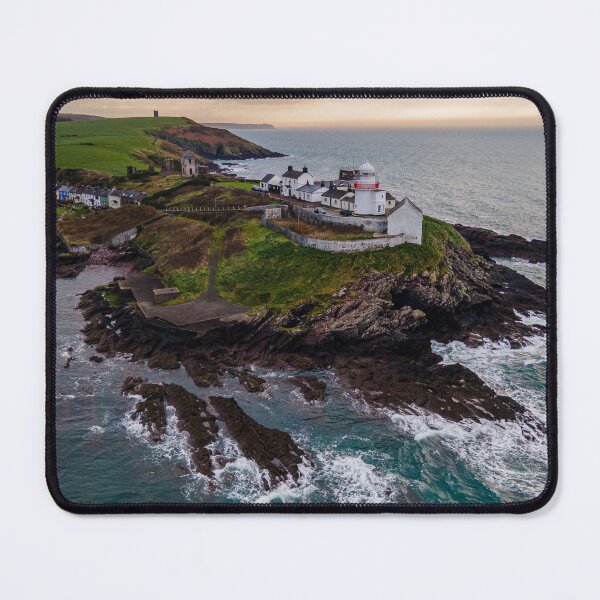 Item preview, Cork Lighthouse Aerial View – Drone Photography of Irish Coastline Landscape Print designed and sold by Martindoran.