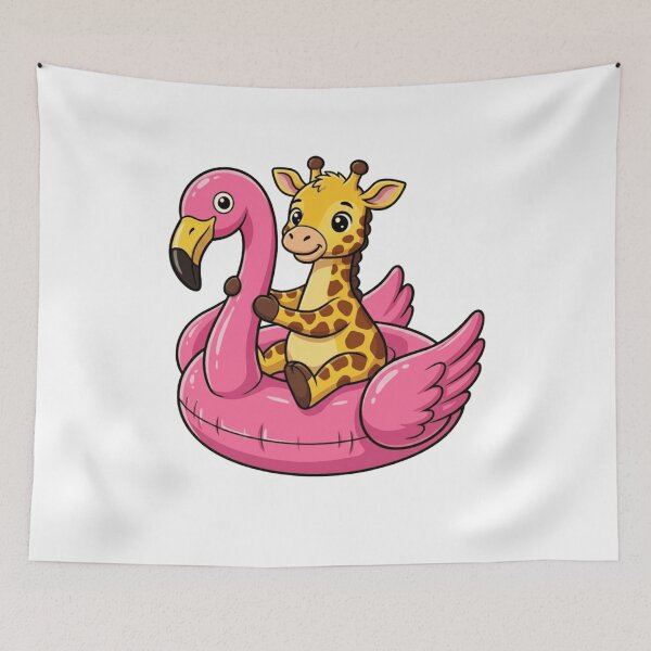 Item preview, Cute Cartoon Giraffe in Pink Flamingo Float designed and sold by k3rstman1.