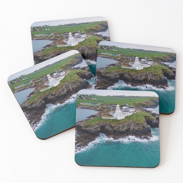 Item preview, Cork Lighthouse Aerial View – Drone Photography of Irish Coastline Landscape Print designed and sold by Martindoran.
